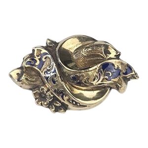 Antique Victorian Art Nouveau Brooch Enamel Rolled Gold Plate Repousse Floral